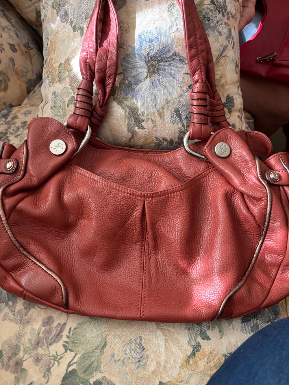 b. makowsky Coral Leather Tote with Leopard Lining